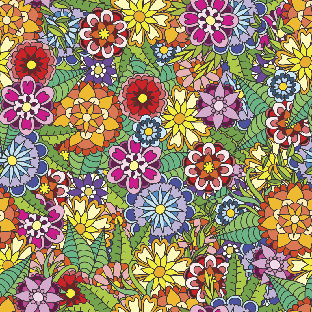 Leinwandbild Ethnic Floral Doodle von Vidok