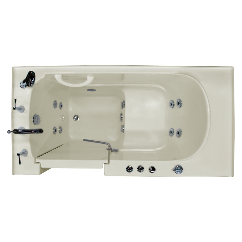 Tucson 60'' x 30'' Whirlpool Fiberglass Bathtub with Faucet, Left, Biscuit