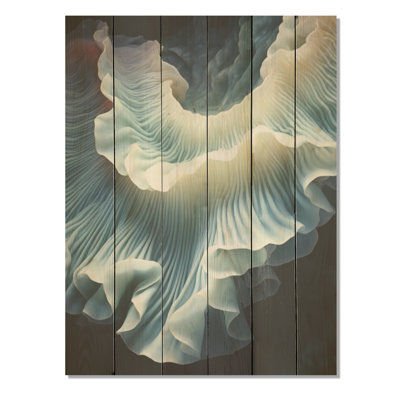 Anémone turquoise blanc - corail sous l'eau, art mural sur bois de pin naturel