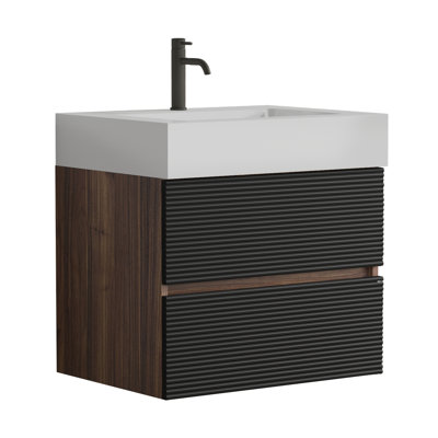 Meuble-lavabo mural noir doux