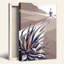 Graphic Style Red and Beige Agave Plant in Desert Mountains Canvas Wall Art-133549648