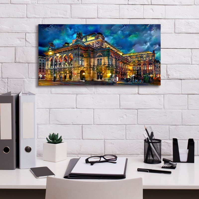 «Vienna Vienna Opera House» par Pedro Gavidia, art mural sur toile, H 12 po x l 24 po x P 0,75 po
