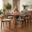 Ensemble de 2 chaises de salle à manger en bois, chaise de salle à manger rembourrée en tissu moderne avec dossier incurvé, chaises de cuisine de ferme avec patins réglables
