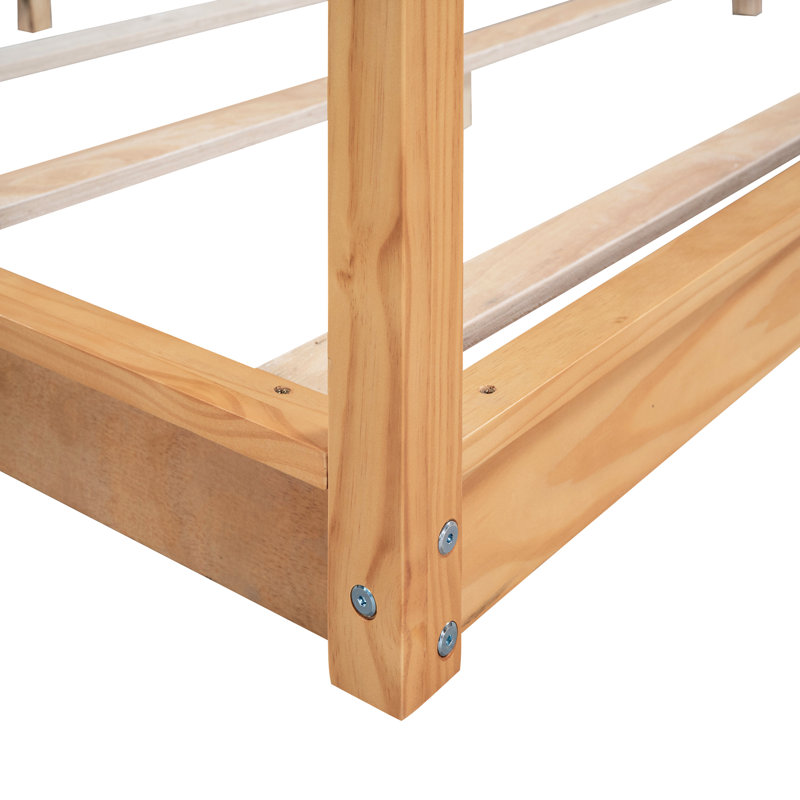 Natural Color King Size Canopy Bed - Build With Supportive Legs Leg Support For Bedroom Decor, Natural