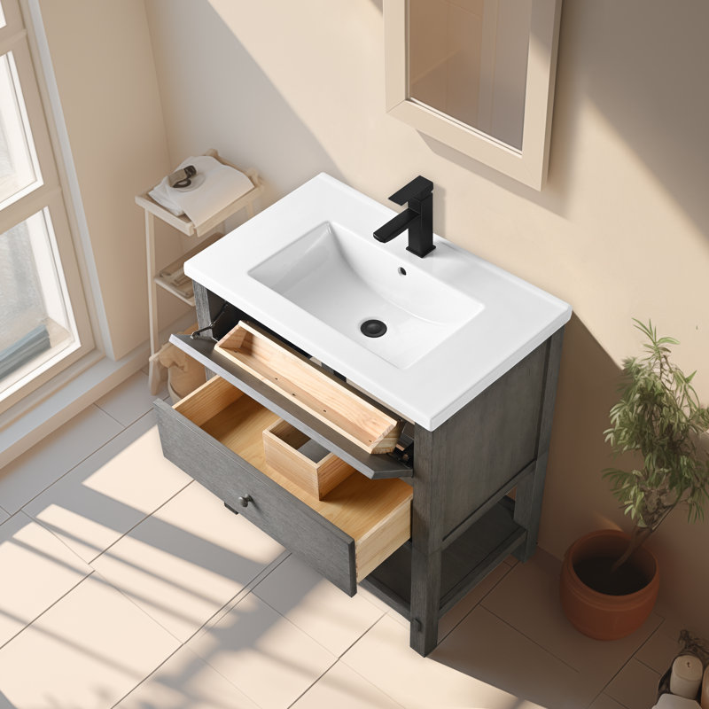 Meuble-lavabo sur pied simple avec comptoir Lunnete