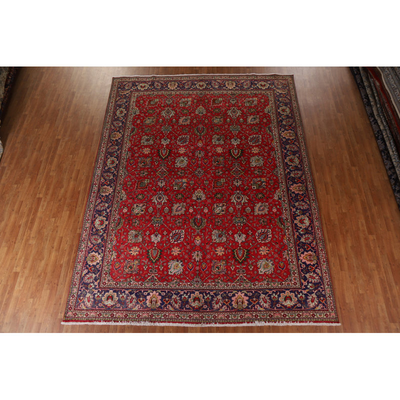 Tapis unique en laine noué à la main de style années 1970 de 9 pi 9 po x 12 pi 7 po Sarain