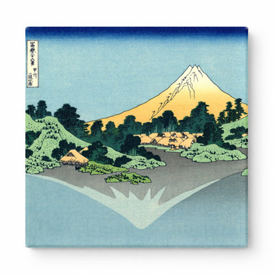 «The Reflection of Mount Fuji in Lake Misaka» (1830 - 1832) - art mural carré sur toile