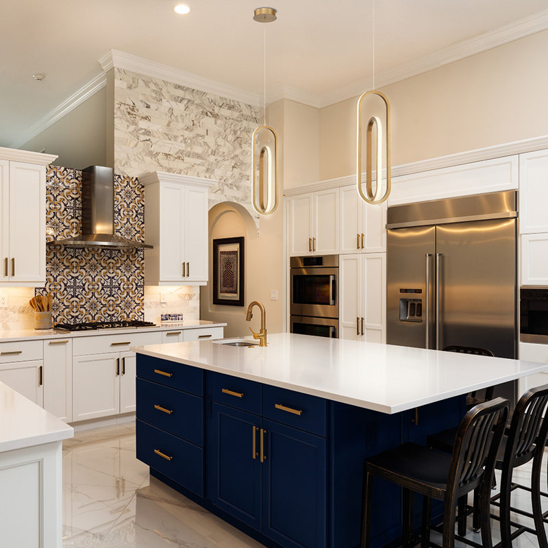 1 - Light Gold LED Pendant, Satin Gold