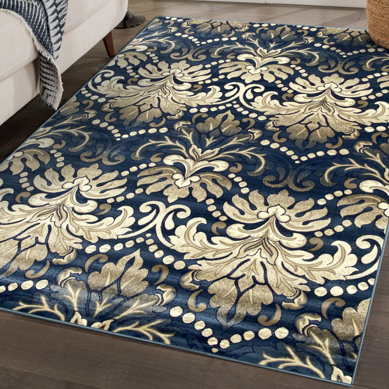 Tapis décoratif à motif floral Mathis, Rectangle 5 pi x 7 pi