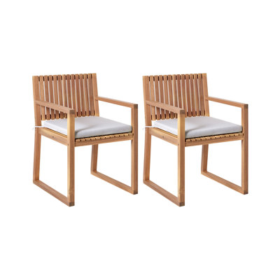 Set of 2 Garden Chairs with Cushions SASSARI PREMIUM Certified Acacia Wood