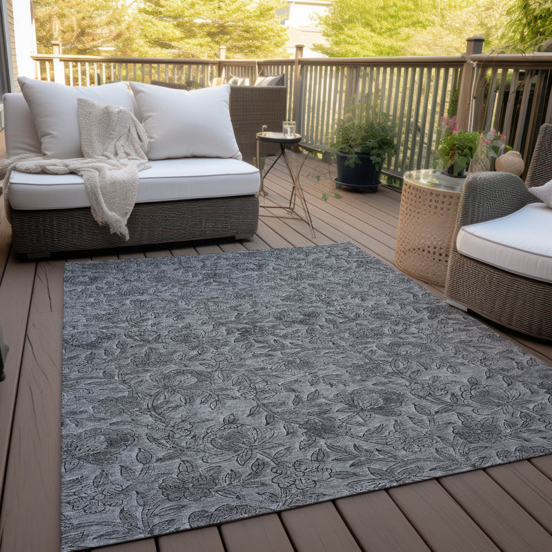 Tapis gris intérieur / extérieur lavable à la machine Mahaney ACN771, Rectangulaire 3 pi x 5 pi