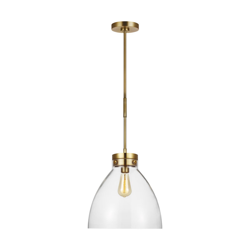 1 - Light Single Bell Pendant by Chapman & Myers, Burnished Brass