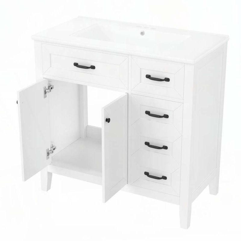 Meuble-lavabo 36 po avec lavabo, Blanc/Noir