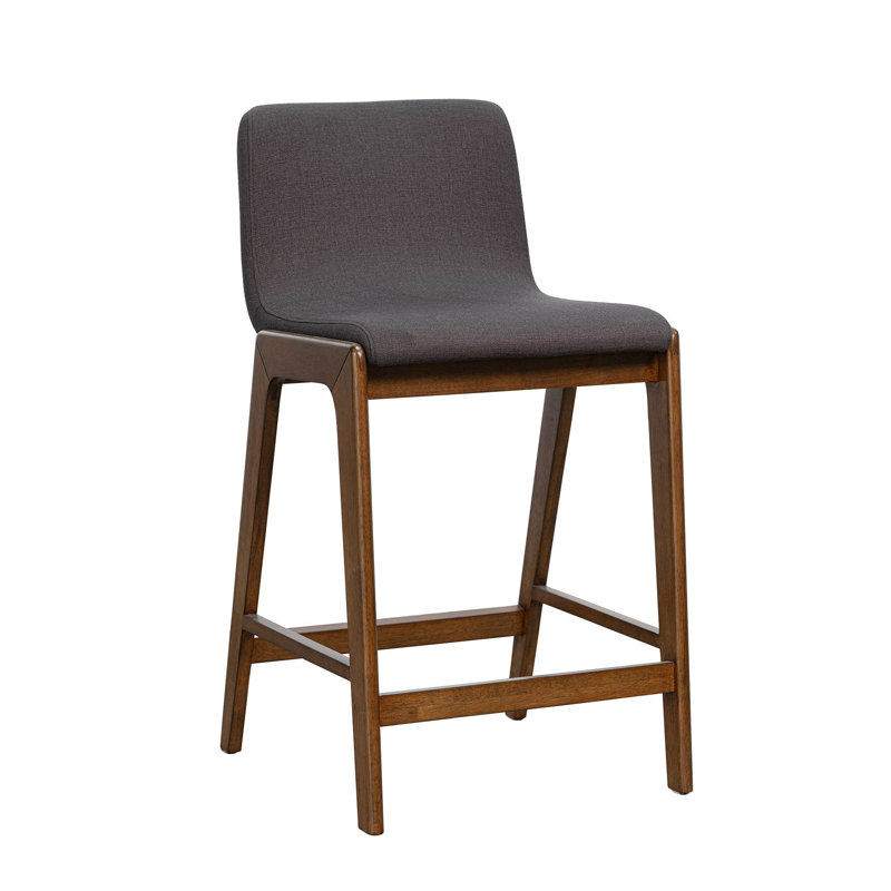 Nicoletta 36" Gray Upholstered Counter Stool with Rubberwood Frame