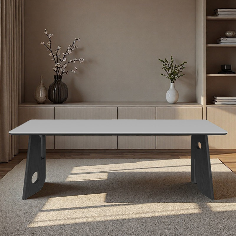 Solid wood+granite slab desk, rectangular for home, 29.53" H x 78.74" W x 31.5" D