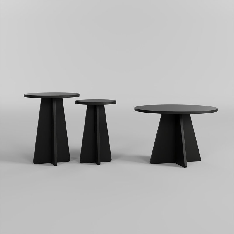 Modern Black Coffee Table Set (2 Pieces), 15.7 x 19.7 x 15.7 inches & 11.8 x 17.7 x 11.8 inches | 100% Melamine Coated Particle Board, Thickness: 0.7 inches | Stylish & Functional Design, Perfect for Living Room & Office