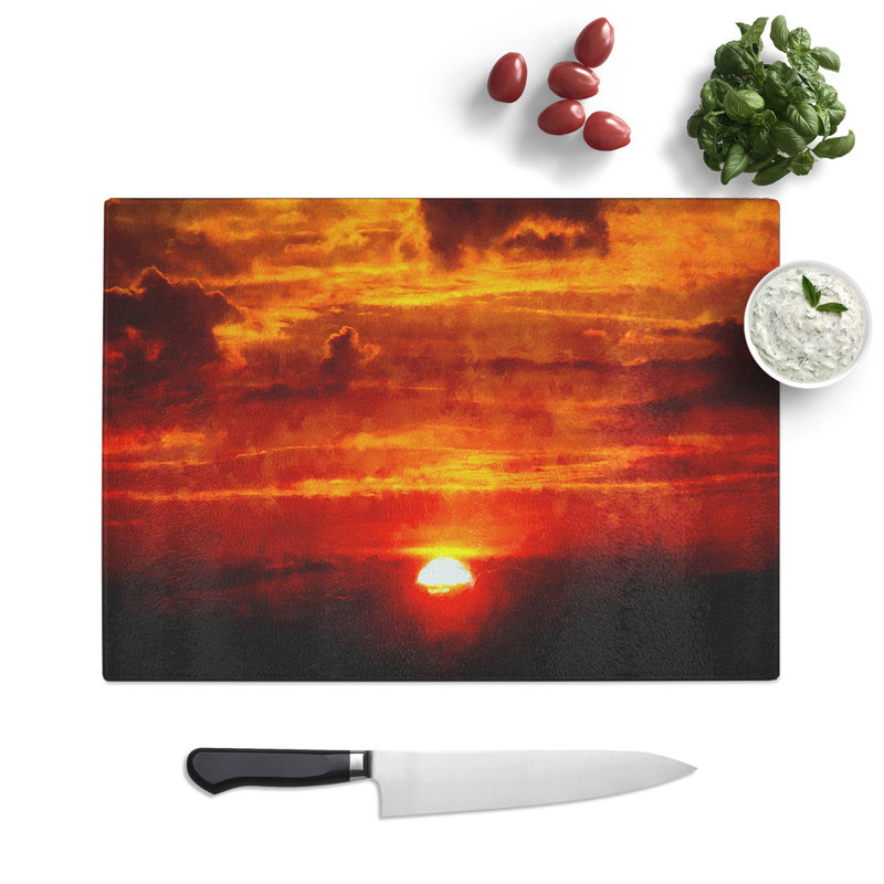Sunset Painting Chopping Board, 0.4cm H x 20cm W x 28.5cm L