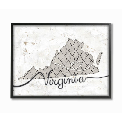 " Virginia Patterned Grey US State Design "