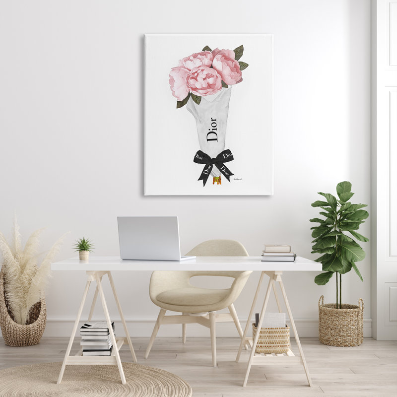 Art mural sur toile tendue surdimensionné rose, H 48 po x l 36 po, Toile tendue