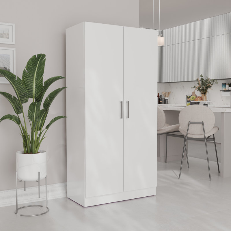 Ensemble de 2 grandes armoires de rangement 2 portes avec tablettes fixes Vienna