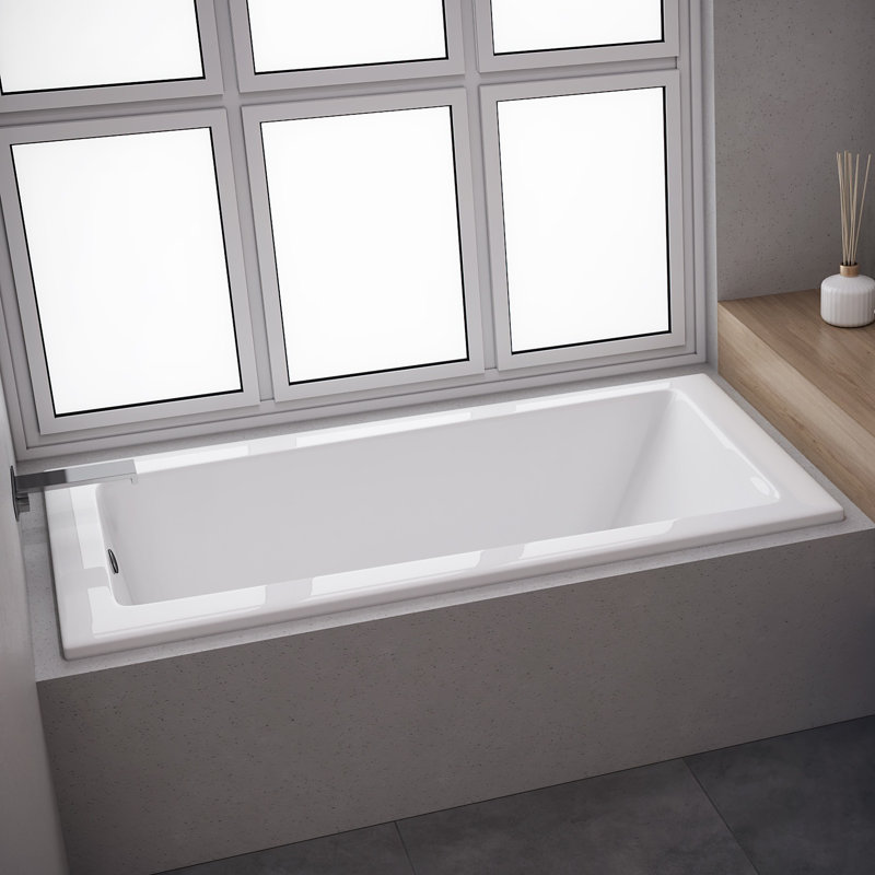 Redondo 66" x 34" Drop In Whirlpool Acrylic Bathtub, White