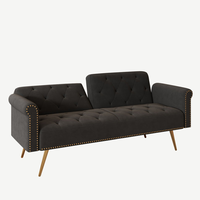 Canapé-lit 69,6 po, Velours noir