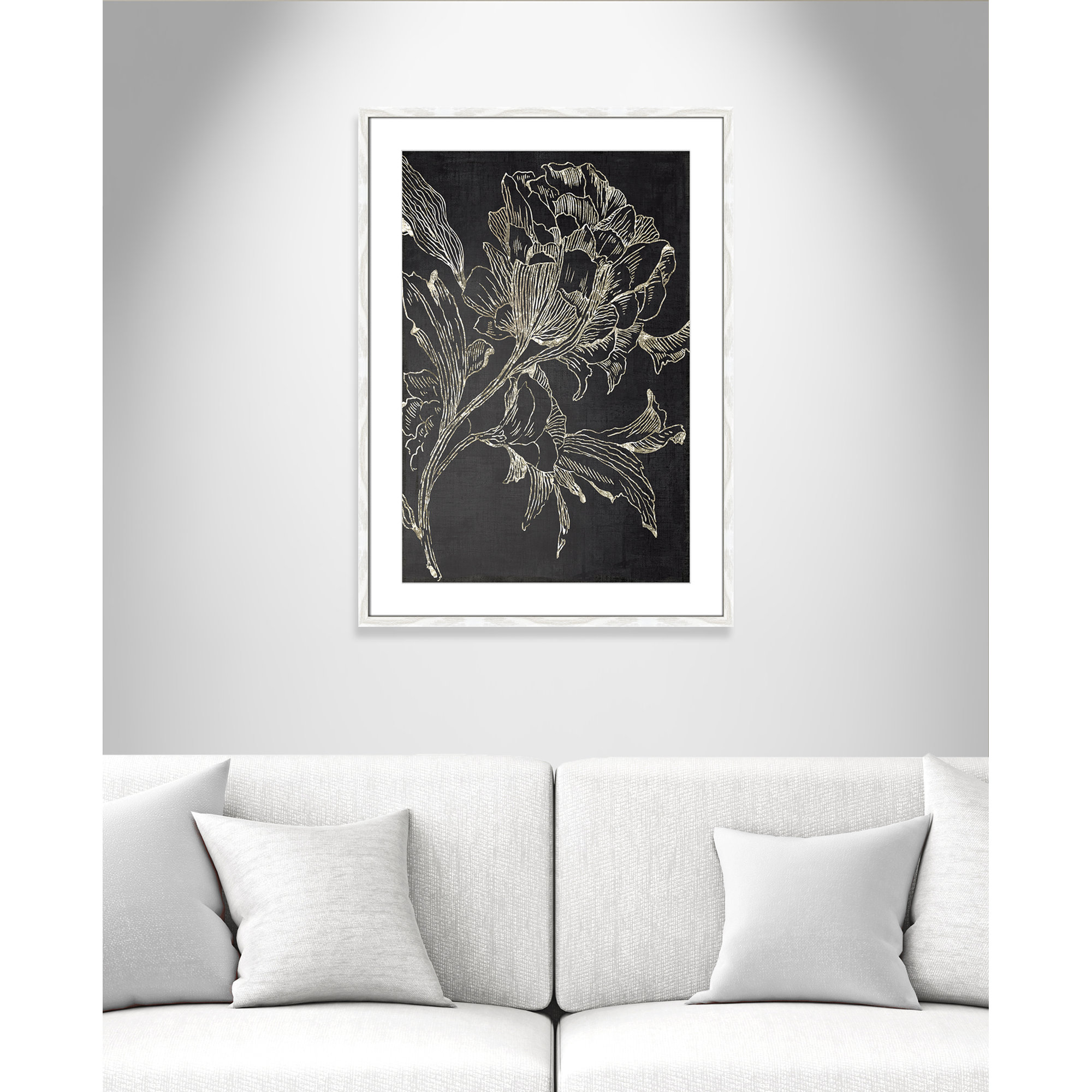 Golden Flower Folklore I by Asia Jensen - Picture Frame Graphic Art Print, White Framed, 35.5" H x 25.5" W