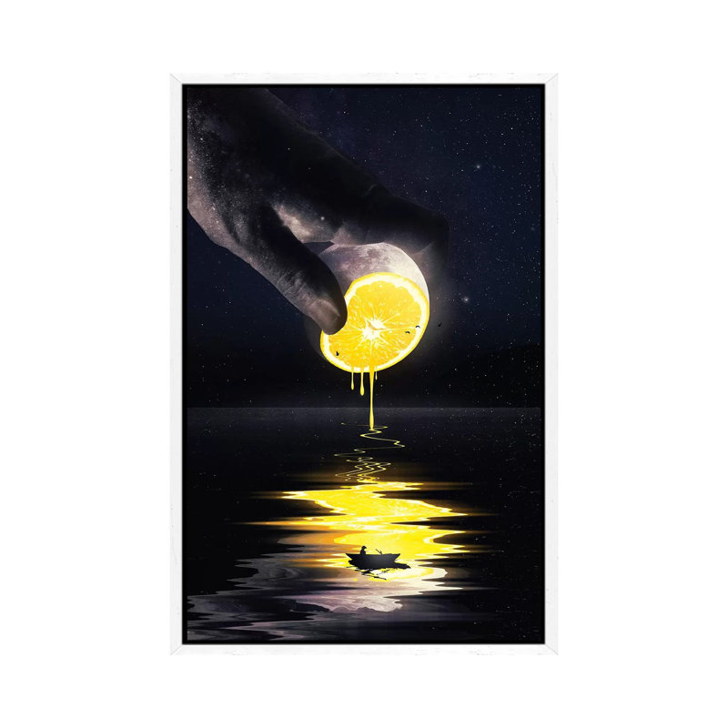 Le Moon by Nicebleed - Print on Canvas, White Framed, 66.04cm H x 45.72cm W x 3.81cm D