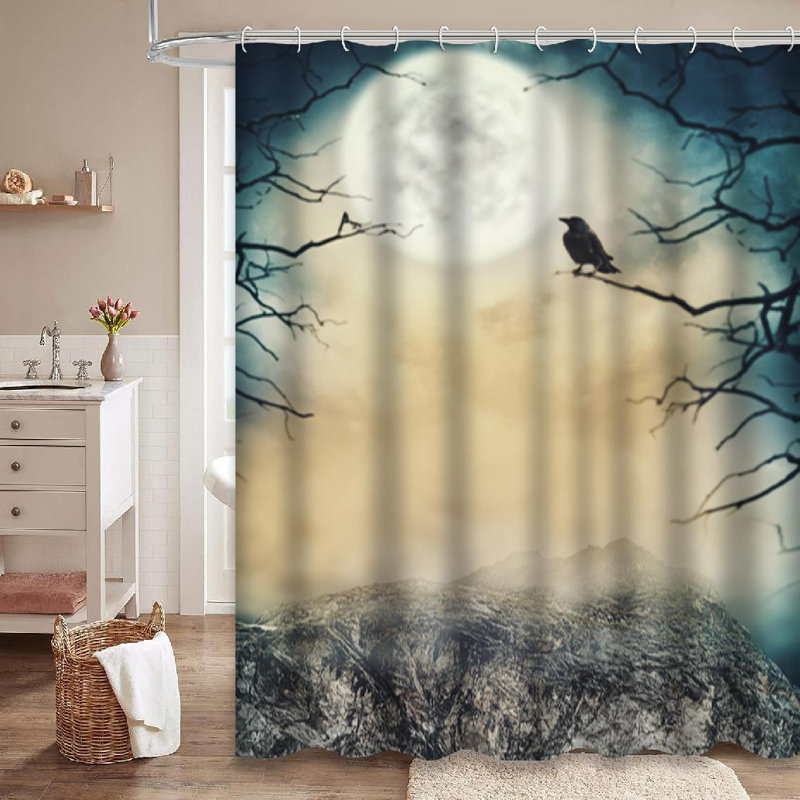 Rideau de douche d'Halloween Spooky Sky Moon Trees Autumn, L 72 po x l 72 po