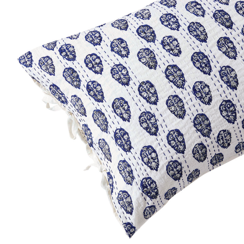 Handstitched Floral Kantha Sham