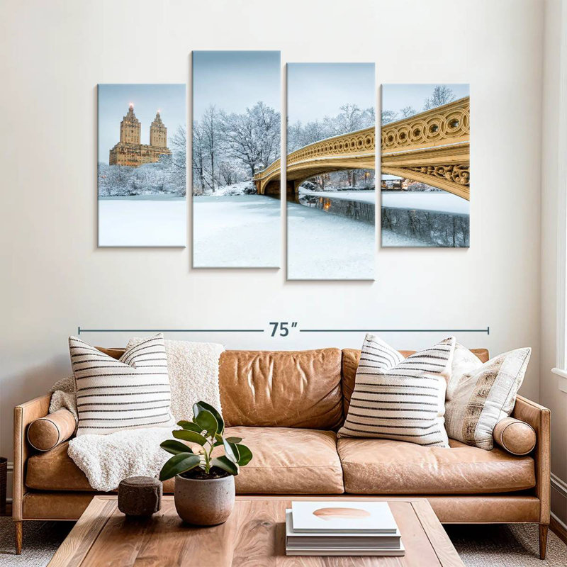 Pont de Marchelle Central Park en hiver, H 42 po x l 68 po