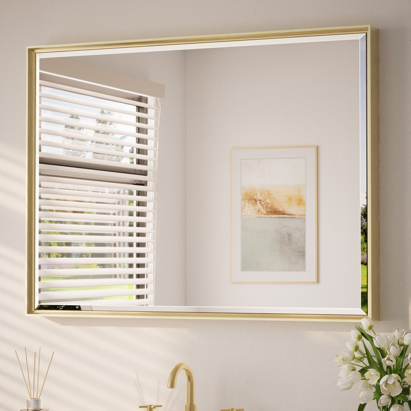 Miroir de salle de bain Areiona, 30 po x 40 po, Or brossé