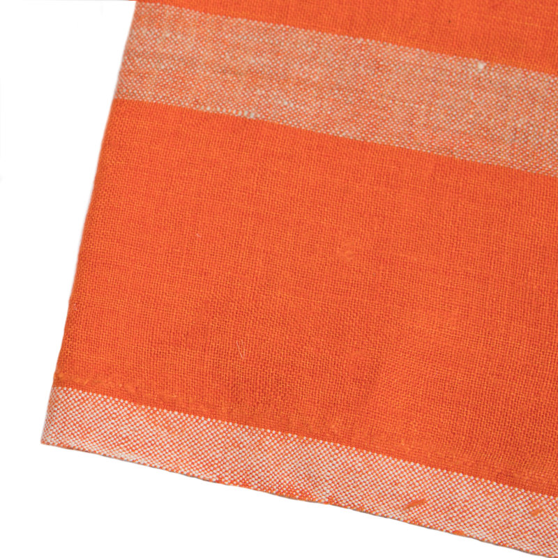 Orange and Natural Linen Stripe Tea Towel Set