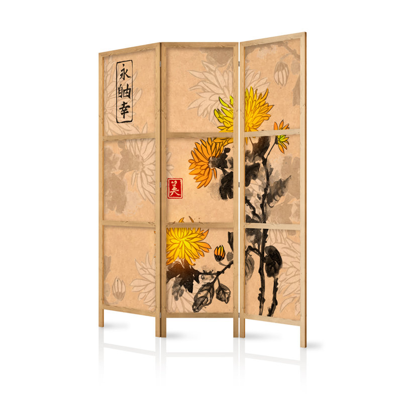 135cm W x 171cm H 3 - Panel Solid Wood Folding Room Divider