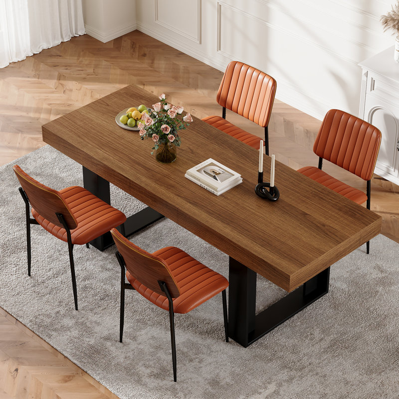 Ensemble de table de salle à manger pour 4 personnes avec table de salle à manger extensible rectangulaire et 4 chaises rembourrées