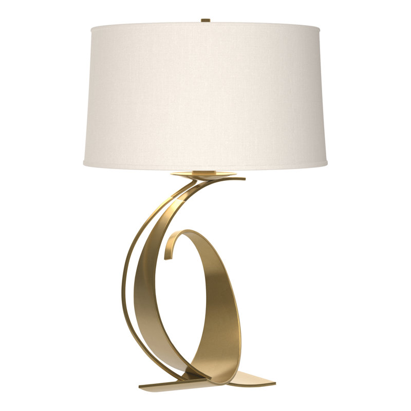 Fullered Intersections 29" Table Lamp, Natural Anna, Modern Brass