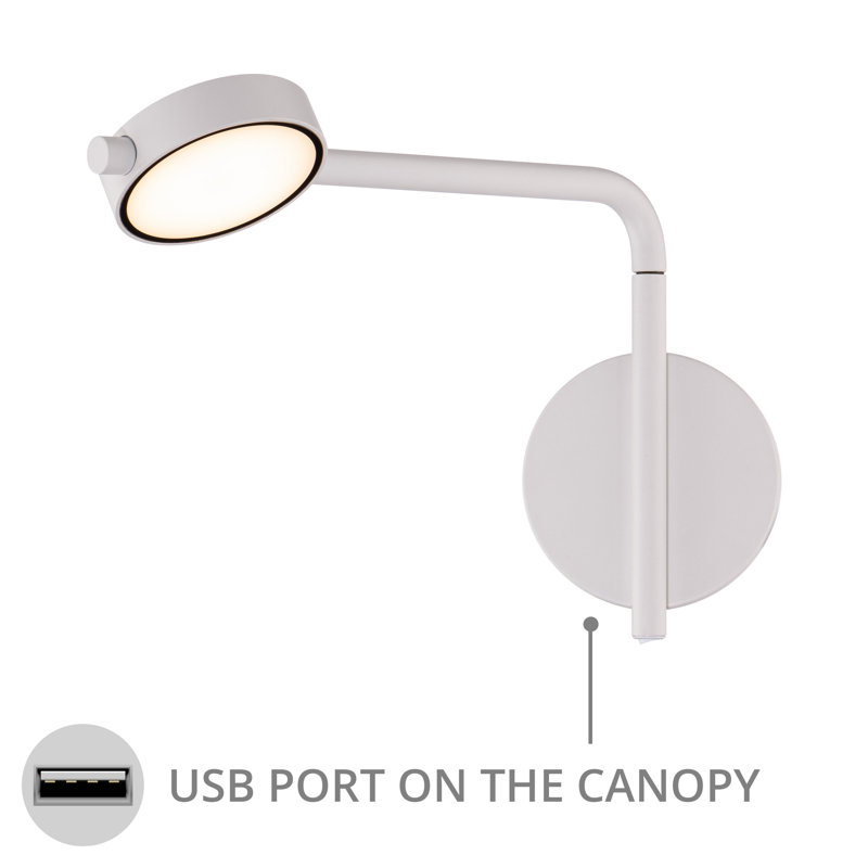 White LED Swing Arm Sconce with Dimmable Feature