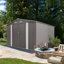 Grande remise de jardin en métal 10 x 12 pi avec double porte et deux fenêtres translucides et imperméable pour la terrasse