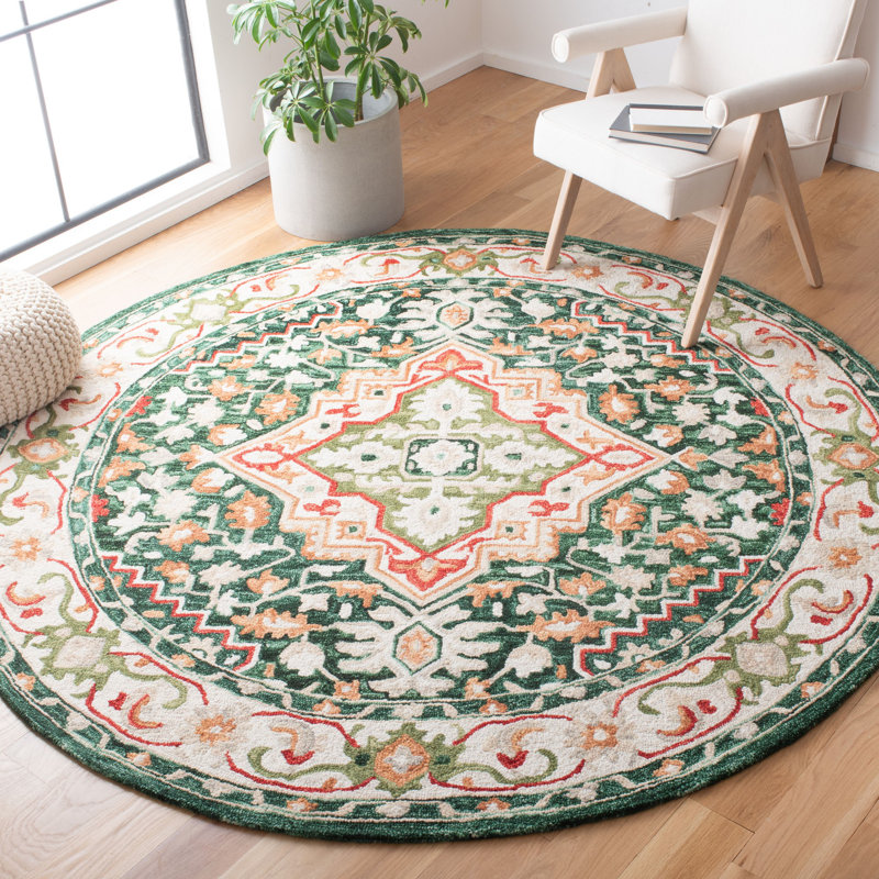 Inworth Hand Tufted Wool Southwestern Rug, Round 7'