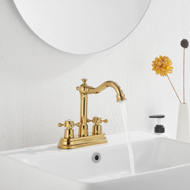 Robinet de lavabo de salle de bain 4 "avec drain Centreset, Doré