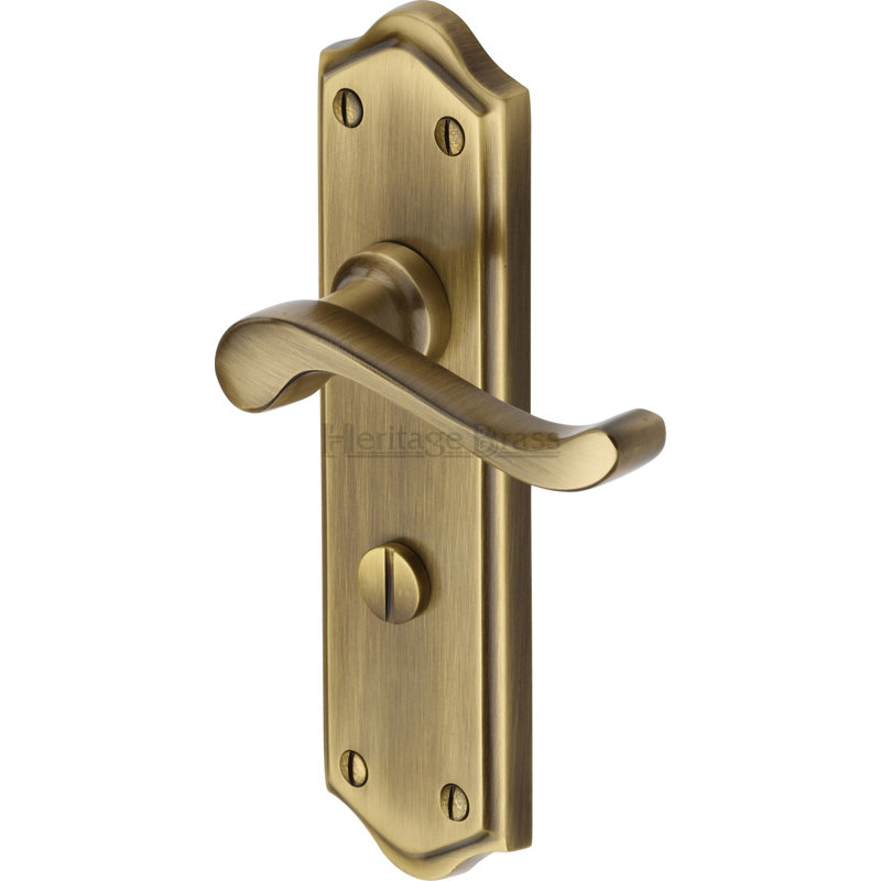 Heritage Brass Heritage Door Handle for Bathroom Buckingham Design, Antique Brass
