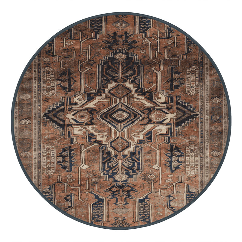 Tapis brun lavable à la machine, Rond 4 pi