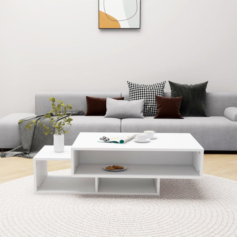 Godding Pedestal Coffee Table with Storage, White