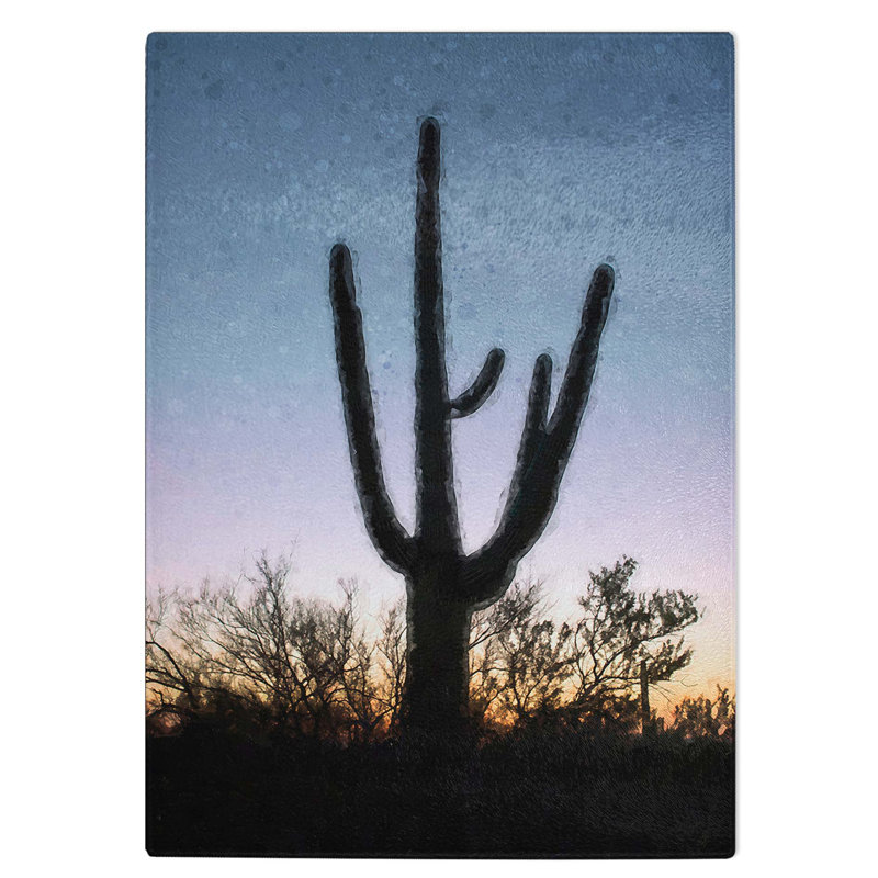 Tempered Glass Saguaro Cactus in Tucson Arizona Chopping Board, 28.5 cm W x 39 cm L