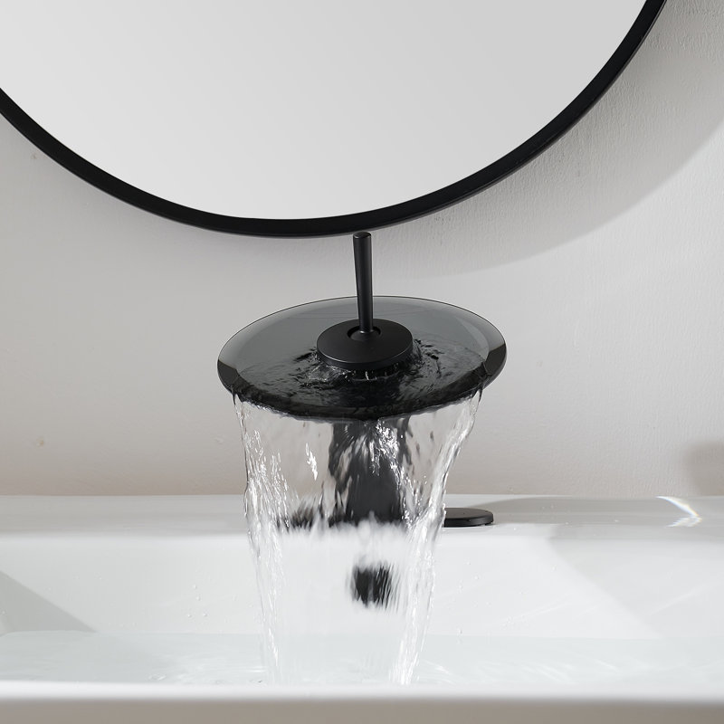 Waterfall Single Hole Single-Handle Bathroom Faucet, Matte Black