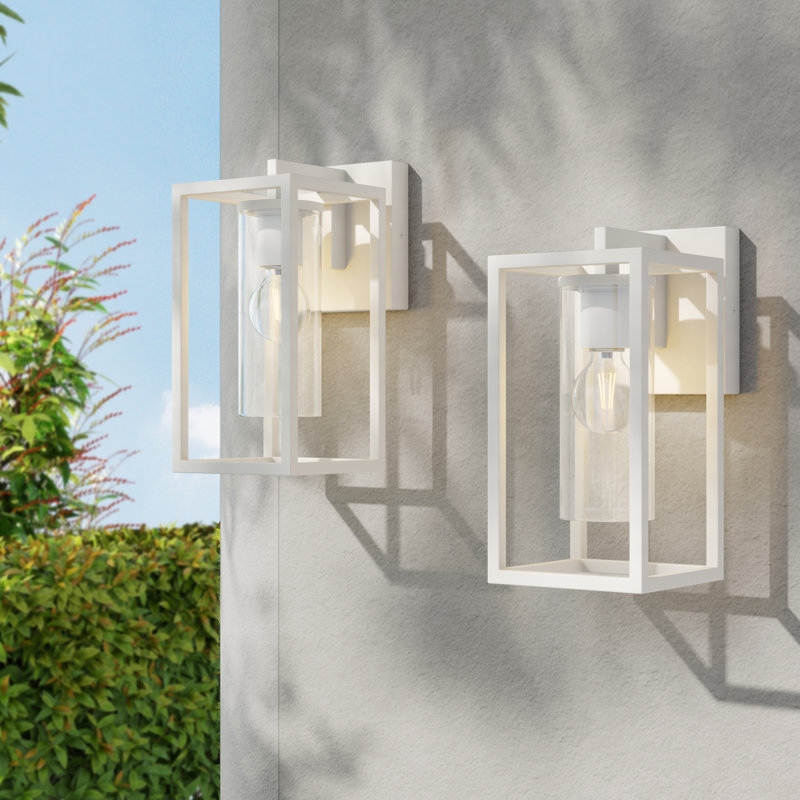 Tiernan 2 - Bulb Outdoor Wall Lantern, White, 30.9cm H x 14.6cm W x 20.4cm D