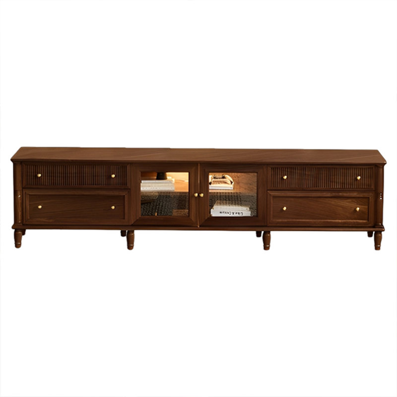 Meuble télé en bois massif de style médiéval, H 21,65 po x L 86,61 po x l 15,74 po