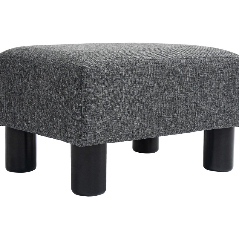 Repose-pieds gris anthracite recouvert de lin, petit pour tout, repos confortable avec revêtement, gris, compact pour tous les besoins