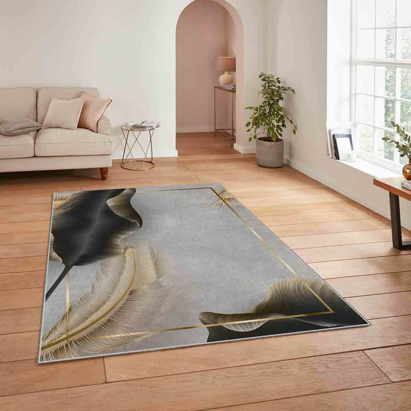 Luxurious Woven Carpet, 100% Polyester, 70.9 x 110.2 Inches | 740 g/m², Non-Slip Felt Dot Underside, 0.2 Inch Pile Height | Machine Washable, Easy Care, Perfect for Living Room & Bedroom Décor