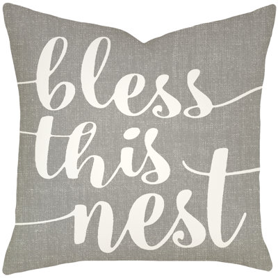  Bless This Nest Typography 100% Cotton Throw Pillow